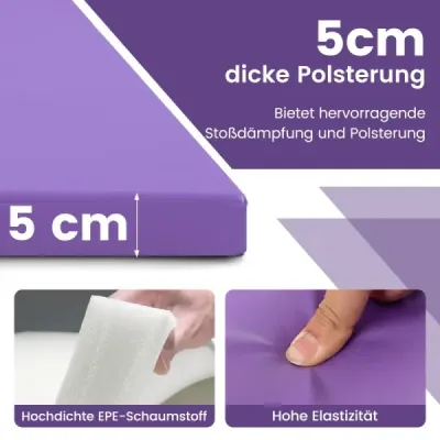 Měkká rohožka z umělé kůže s rukojeťmi a zapínáním na suchý zip, fialová, 300 x 117 x 5 cm