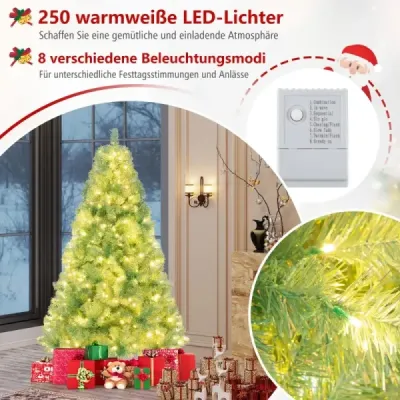 180 cm umělý vánoční stromek s osvětlením Vánoční stromek s teplými bílými LED světly Zelený