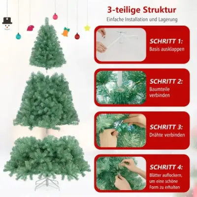 180 cm umělý vánoční stromek s osvětlením Vánoční stromek s teplými bílými LED světly Zelený
