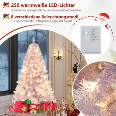 180 cm umělý vánoční stromek s osvětlením, vánoční stromek s teplými bílými LED světly fialový