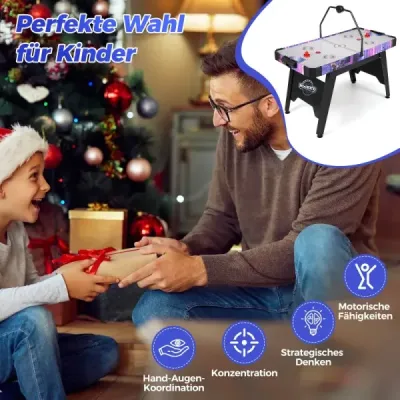 144 cm air hockey stůl Air hockey arkádový stůl s výkonným 12V motorem a digitálním LED displejem černý