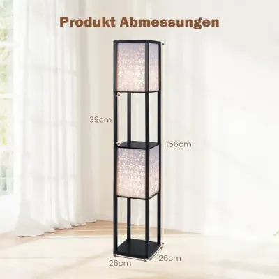 Stojací lampa se 2 policemi Stojací lampa se 2 vzorovanými stínítky s výřezy Květiny