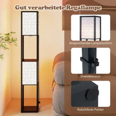 Stojací lampa se 2 policemi Stojací lampa se 2 vzorovanými stínítky s výřezy Květiny