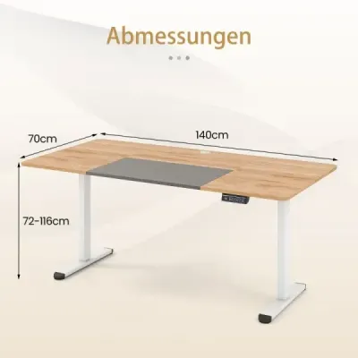 Elektrický stojící stůl 140 x 70 cm výškově nastavitelný stůl ergonomický sedací stůl příroda