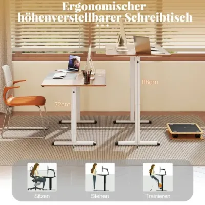 Elektrický stojící stůl 140 x 70 cm výškově nastavitelný stůl ergonomický sedací stůl příroda