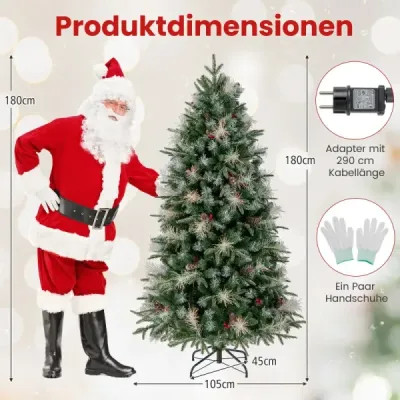 180 cm předem smontovaný umělý vánoční stromeček, kloubový slavnostní vánoční stromeček s 806 větvemi