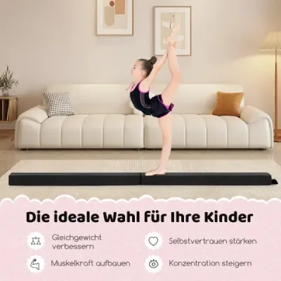 Kladina 210 cm, skládací gymnastická kladina, protiskluzová, do 73 kg, černá