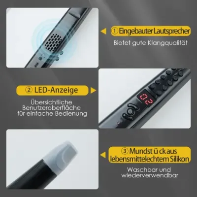 Elektronický dechový nástroj přenosný elektrický dechový nástroj s 13 tóny 2 hmatníky a 3 úrovněmi citlivosti černý