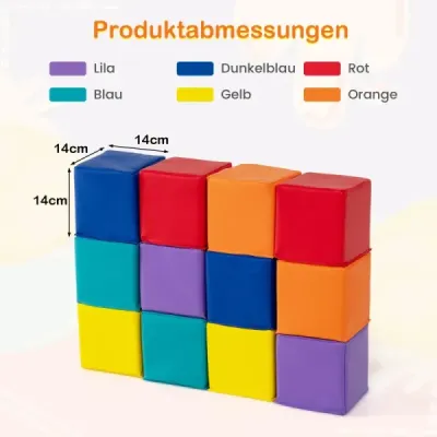 12 kusů pěnových stavebních kostek Měkké stavební kostky Lezoucí měkké pěnové kostky Barevné