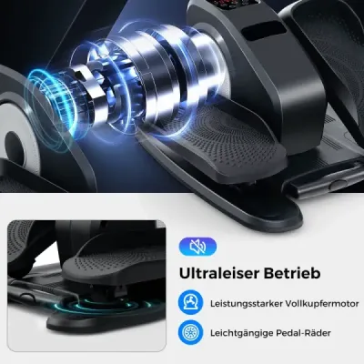 Eliptický trenažér pod stůl elektrický pedálový trenažér pro seniory tichý fitness stroj černý