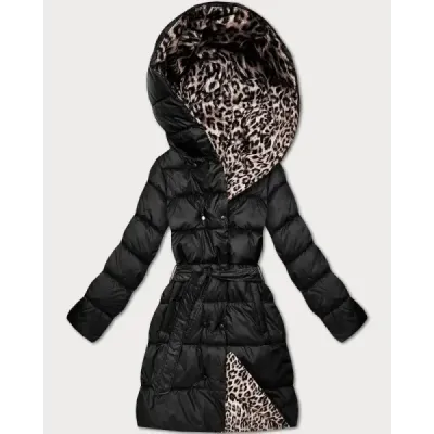Oboustranná dámská zimní bunda plus size MODA6008BIG černá/panther