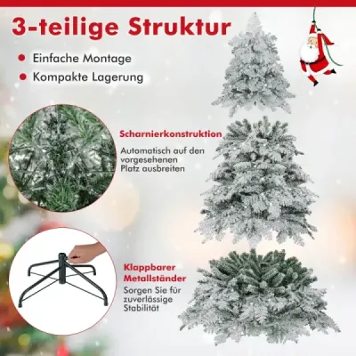 180 cm umělý vánoční stromek zasněžený vánoční stromek předem sestavený skládací vánoční stromek zelený
