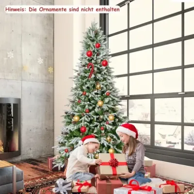 225 cm osvětlený vánoční stromek, zasněžený slavnostní stromek s výklopnou konstrukcí