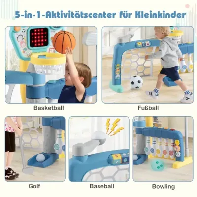 Sada 5 v 1 s nastavitelnou basketbalovou obručí fotbalová branka golfový kuželník a baseballové hřiště
