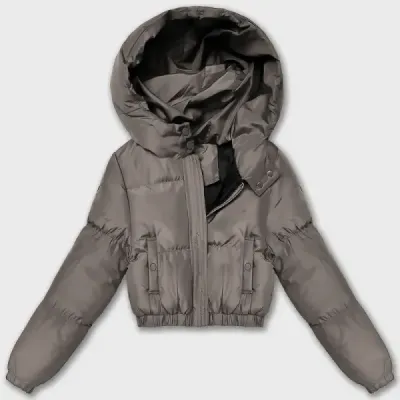 Šedobéžová krátká zimní bunda J Style (5M3260-105)