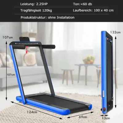 Skládací cvičební kolo 2 v 1 se dvěma LED displeji APP a dálkovým ovládáním Blue