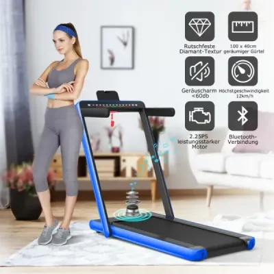 Skládací cvičební kolo 2 v 1 se dvěma LED displeji APP a dálkovým ovládáním Blue