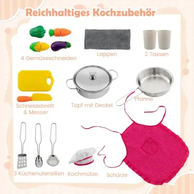 Dřevěná dětská kuchyňka se světlem a zvukem & dávkovačem vody & pračkou & příslušenstvím Hrací kuchyňka bílá