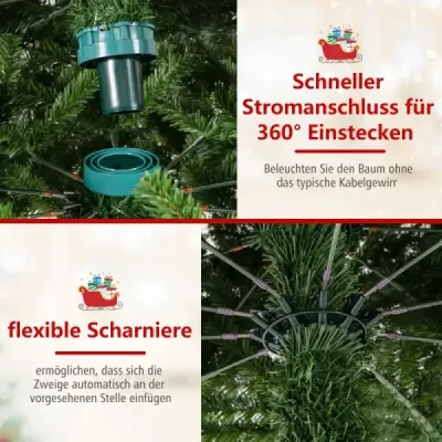 360 cm osvětlený umělý vánoční stromek jedle s 2536 PVC hroty větví zelený