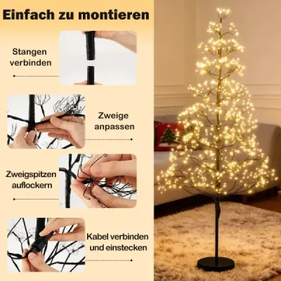 LED strom světel 150 cm osvětlený strom s 1000 teplými bílými světly LED strom vnitřní větve světel s cementovým stojanem