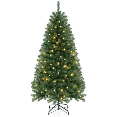 180cm umělý vánoční stromek s 568 PVC hroty větví a 200 LED světly Slavnostní stromek