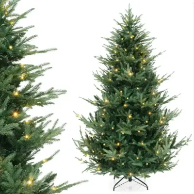 210 cm umělý vánoční stromek s 340 teplými bílými LED světly Vánoční stromek