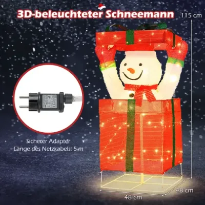 LED sněhulák v dárkové krabičce se 100 teplými bílými LED světly Osvětlená vánoční dekorace
