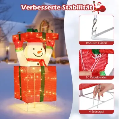 LED sněhulák v dárkové krabičce se 100 teplými bílými LED světly Osvětlená vánoční dekorace