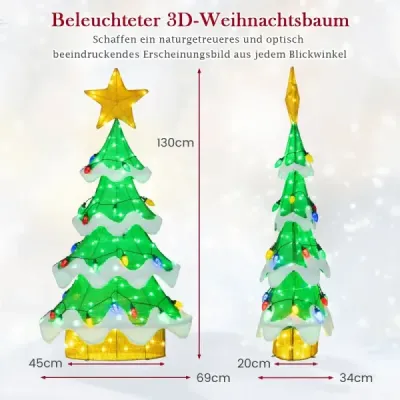 130 cm LED vánoční stromek s LED světýlky a žárovkami ve tvaru hvězdy a jahody