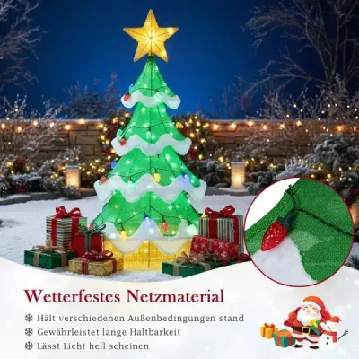 130 cm LED vánoční stromek s LED světýlky a žárovkami ve tvaru hvězdy a jahody