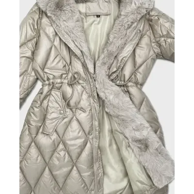 Dámská bunda s kožešinovým límcem MODA2635 béžová