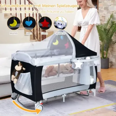 Cestovní postýlka Dětská cestovní postýlka Ohrádka Houpací kolébka + taška-černá