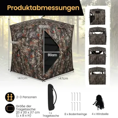 360 stupňový jednosměrný průhledný přízemní stan hunting hideaway vyskakovací maskovací stan pro 4 osoby s přenosnou taškou