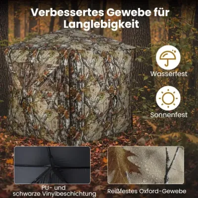 Přenosný lovecký stan pro 4 osoby s bezhlučnými okny Pop-up maskovací stan