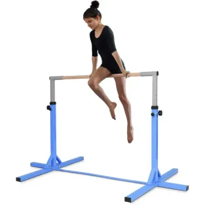 Gymnastická horizontální tyč Výškově nastavitelné gymnastické tyče Pružná horizontální tyč Růžová/modrá-modrá