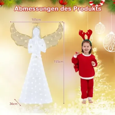 Velká vánoční dekorace s andělským osvětlením a 150 LED světly