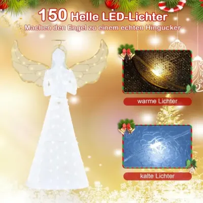 Velká vánoční dekorace s andělským osvětlením a 150 LED světly