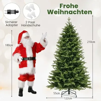 210 cm vysoký umělý vánoční stromek Vánoční stromek s 1646 špičkami větví 470 LED světel Zelený