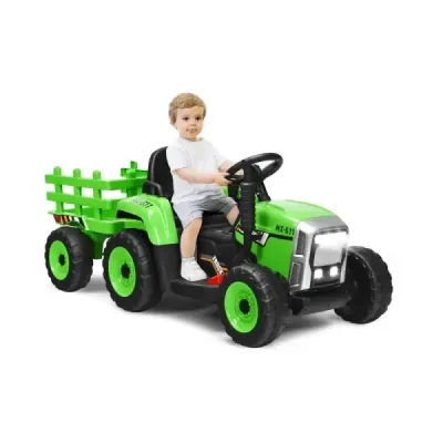 12 V dětský traktor s přívěsem Elektrické autíčko na baterie žluté