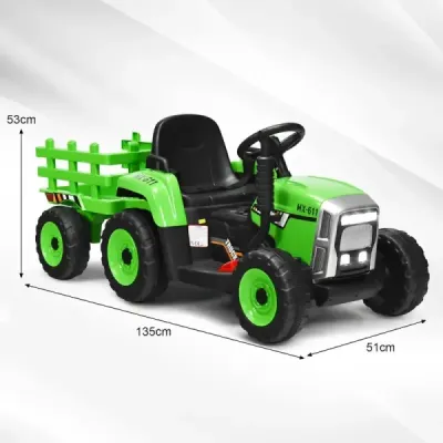 12 V dětský traktor s přívěsem Elektrické autíčko na baterie žluté