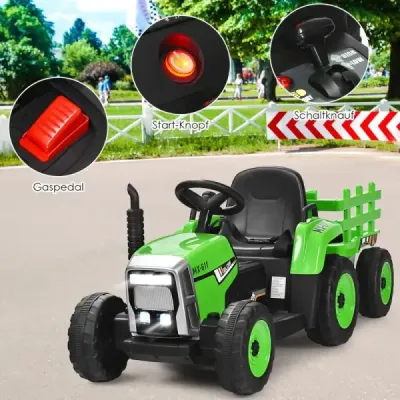 12 V dětský traktor s přívěsem Elektrické autíčko na baterie žluté