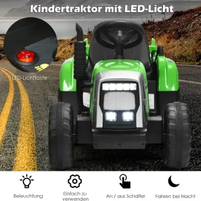12 V dětský traktor s přívěsem Elektrické autíčko na baterie žluté
