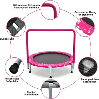 92 cm dětská trampolína mini trampolína s rukojetí skládací trampolína růžová + černá