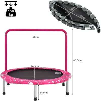 92 cm dětská trampolína mini trampolína s rukojetí skládací trampolína růžová + černá