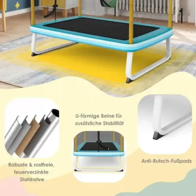 Dětská trampolína 3 v 1 Trampolína s houpačkou a vodorovnou tyčí Zahradní trampolína žlutá