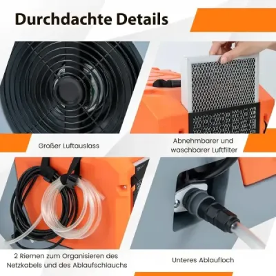 Elektrický odvlhčovač s vypouštěcí hadicí 85L/T stavební sušička Komerční odvlhčovač oranžový