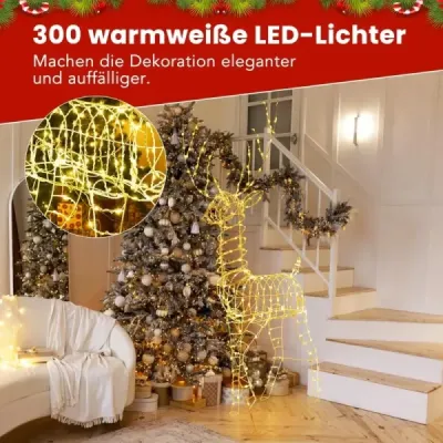 Sob a sáně Vánoční dekorace 2dílný svítící sob s 215 bílými LED diodami