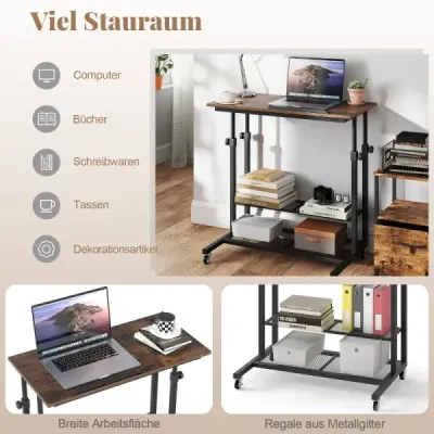 Výškově nastavitelný stolek na kolečkách Stůl pro péči s výklopnou deskou a ochranou hrany