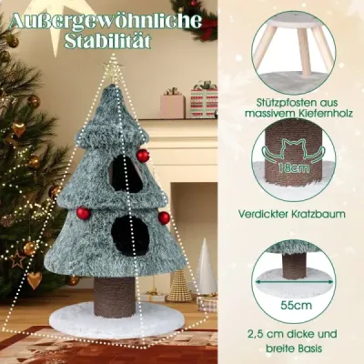 Škrabadlo na Vánoce se 2 jeskyněmi pro kočky Strom pro kočky Vánoční stromek Škrabadlo pro kočky