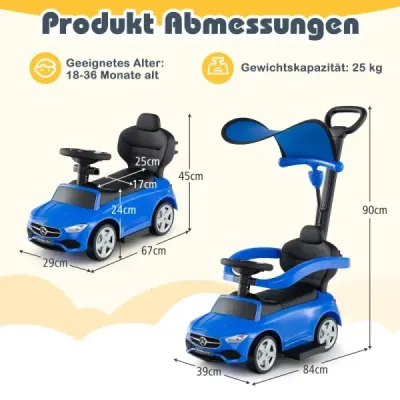 Mercedes-Benz klouzací auto 3 v 1 s rukojetí Klouzací auto pro děti od 1 roku Modrá barva